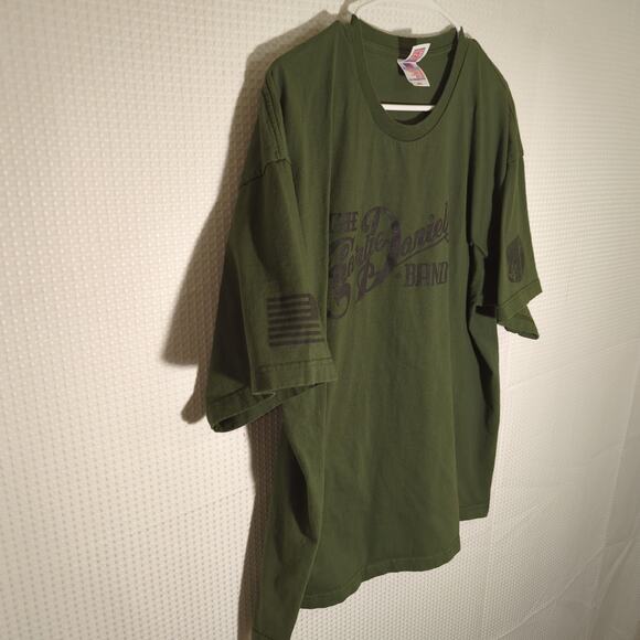 Charlie Daniels Band 2XL Army Green T-Shirt USA God Military Quote Bayside Tee - Picture 2 of 8